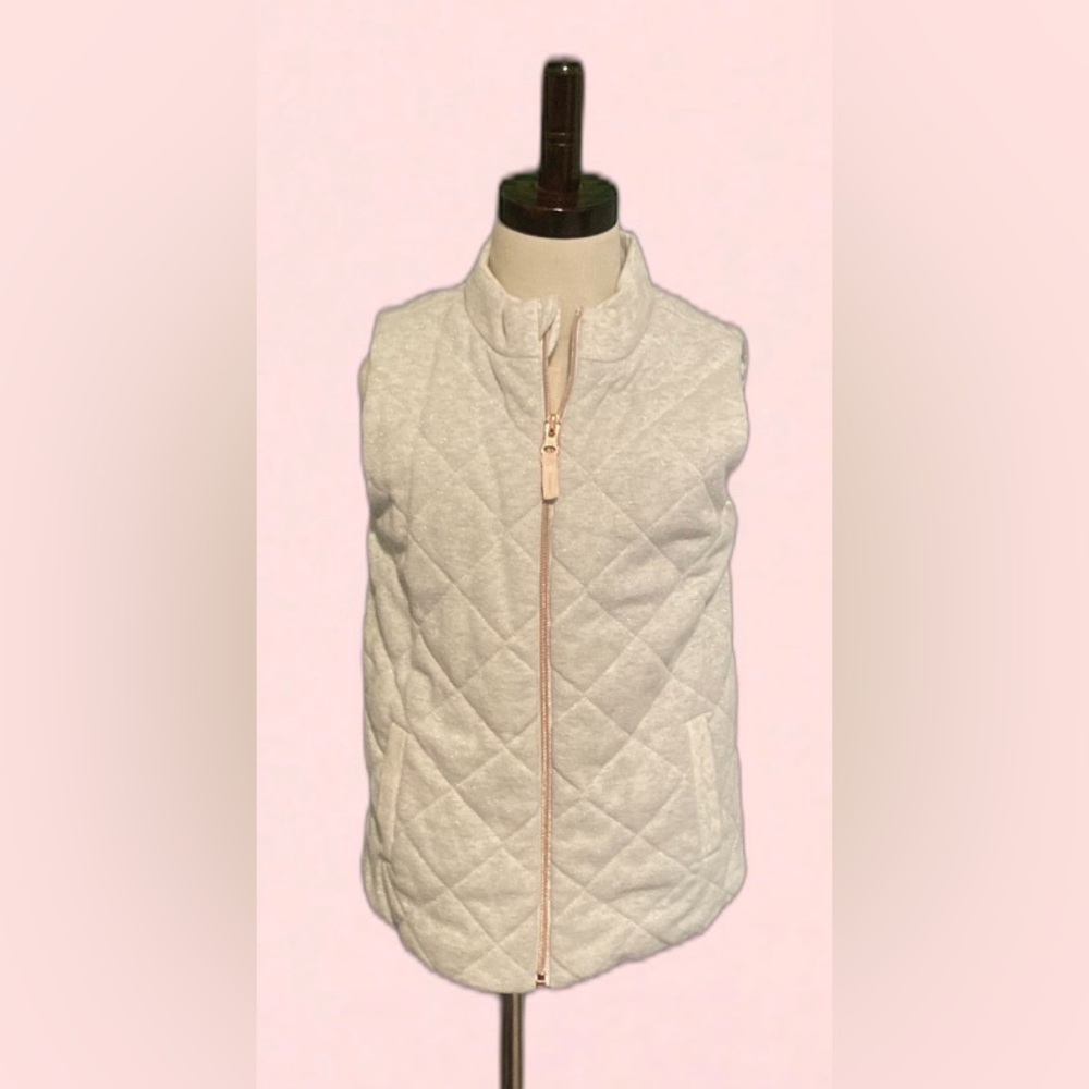 Osh Kosh Girls Vest Size 8 Cream Rose Gold Sparkle Vest Zipper
